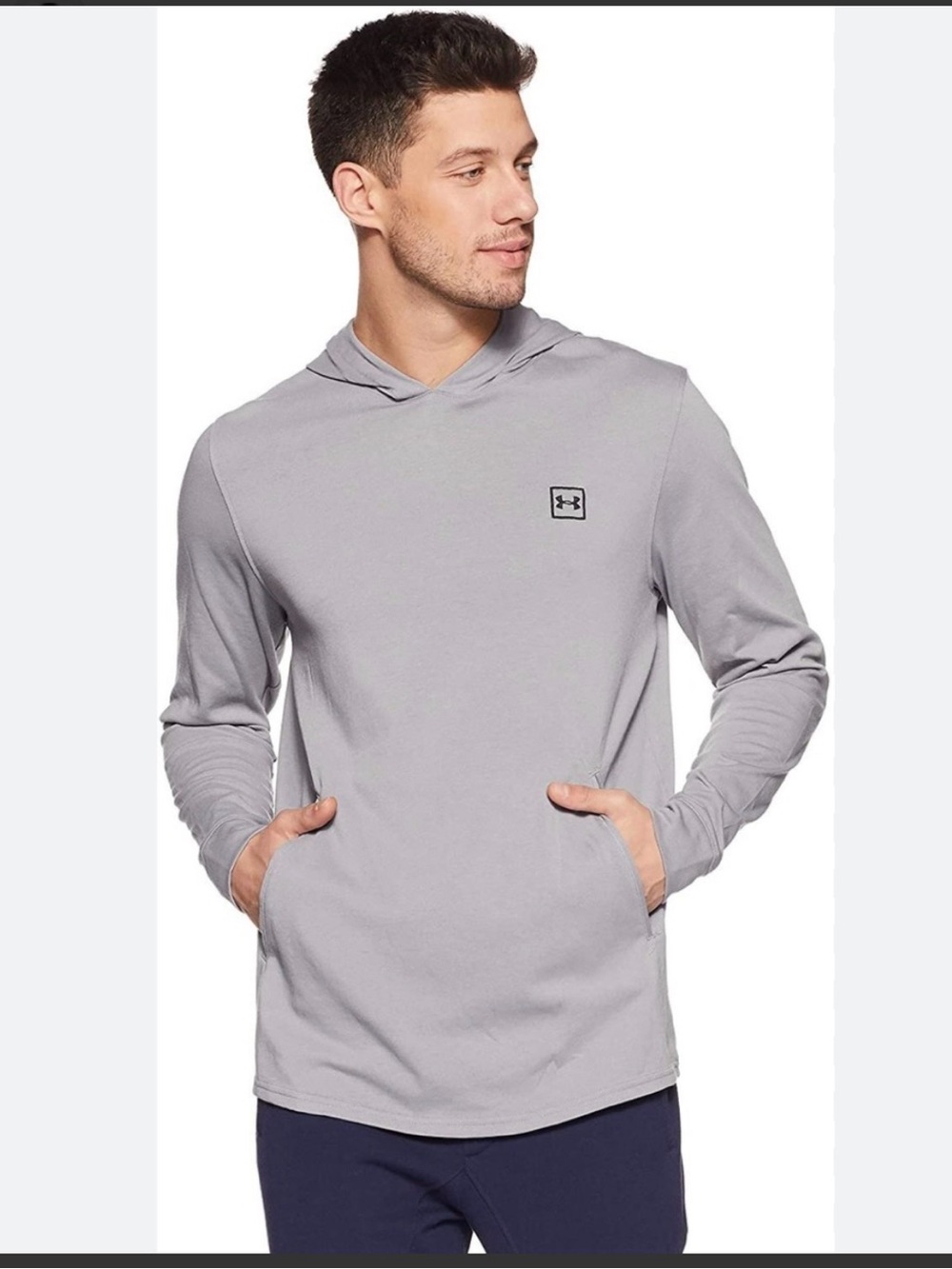 Under Armour Men's Hooded Long-Sleeve Shirt - Light Gray size large